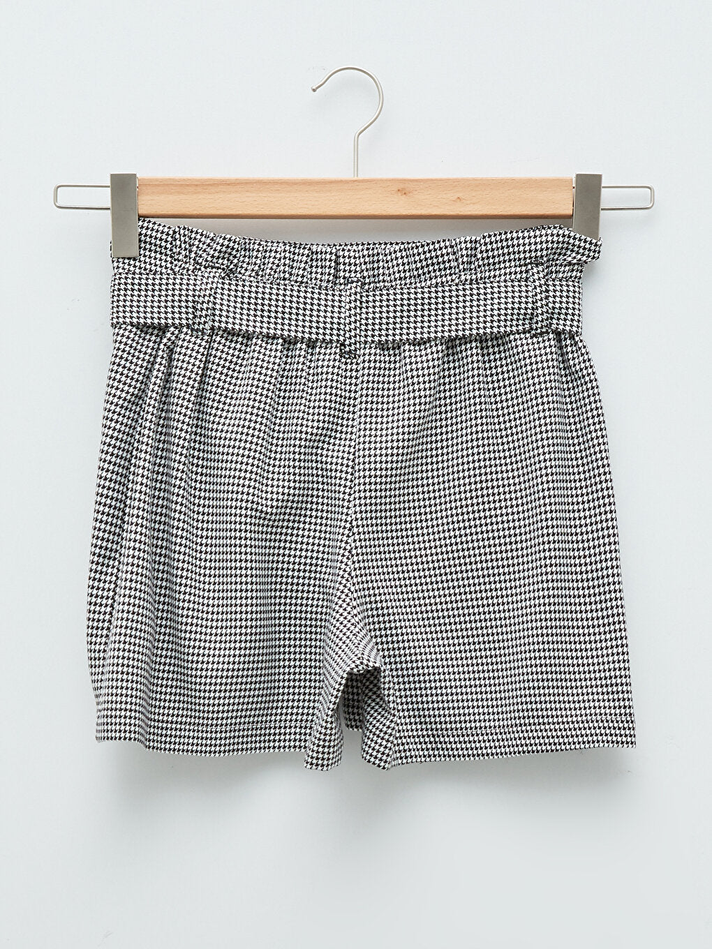 Standard Fit Houndstooth Patterned Women's Shorts Skirt with Elastic Waist