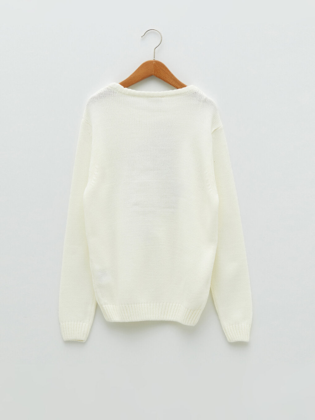 Crew Neck Embroidery Detailed Long Sleeve Girl's Knitwear Sweater