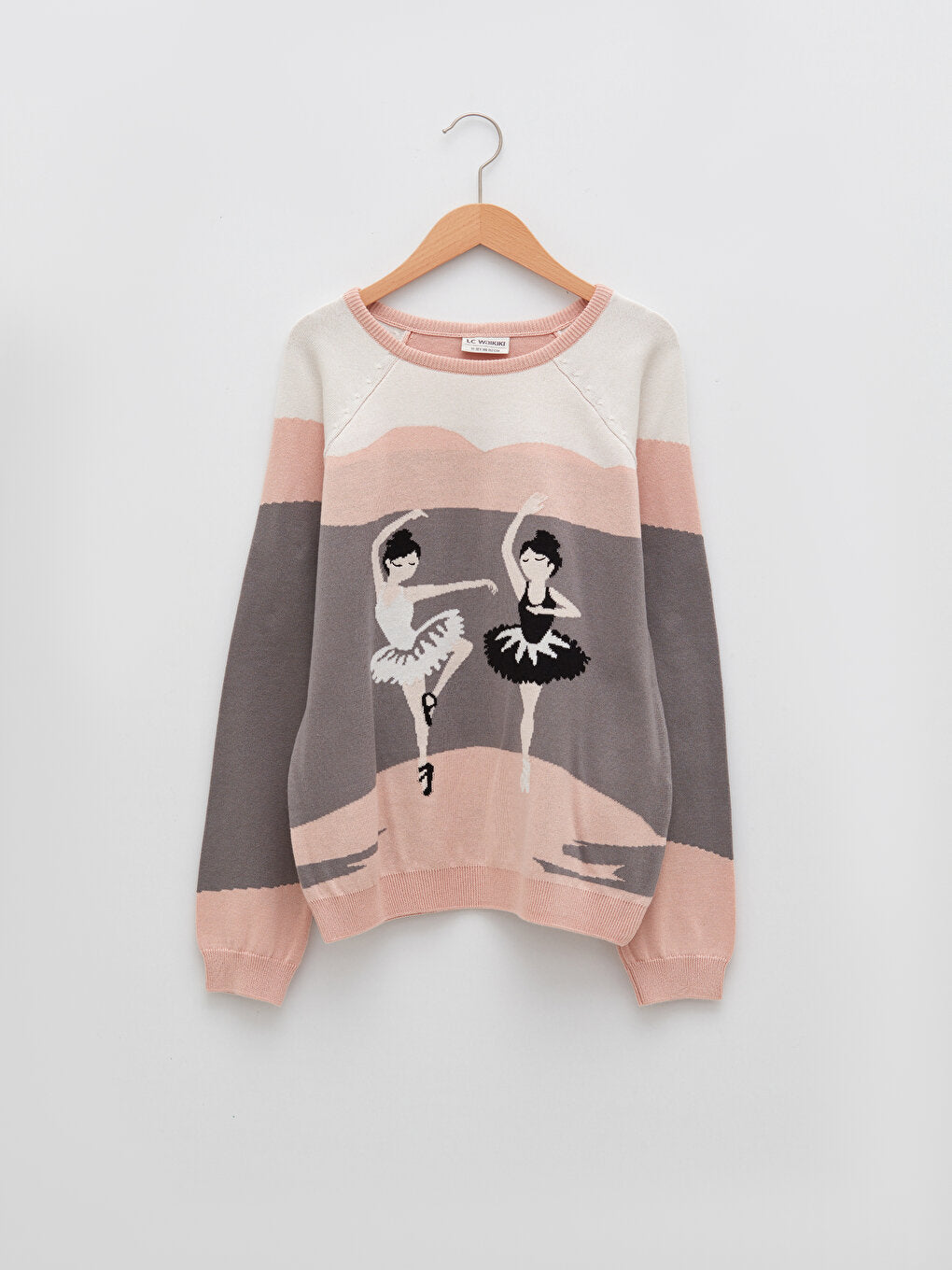 Crew Neck Patterned Long Sleeve Girl's Knitwear Sweater