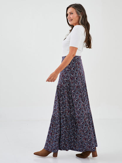 Patterned Women's Skirt with Elastic Waist