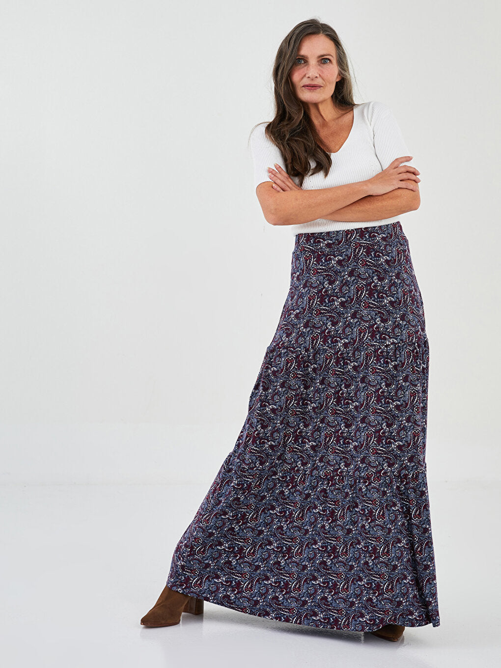 Patterned Women's Skirt with Elastic Waist