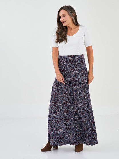 Patterned Women's Skirt with Elastic Waist