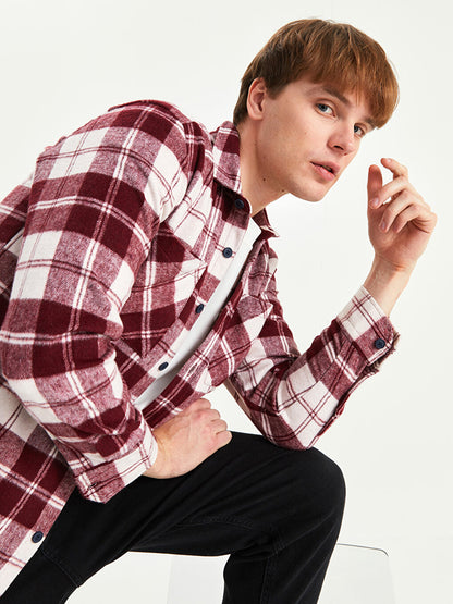 Regular Fit Long Sleeve Plaid Men's Lumberjack Shirt Jacket