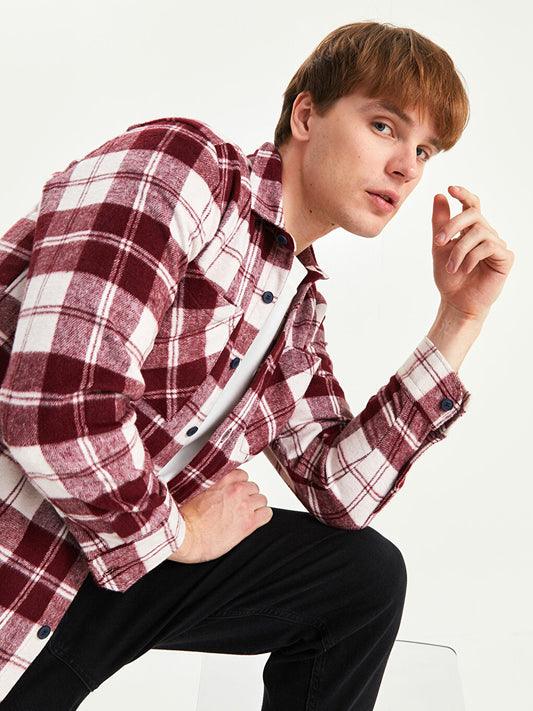 Regular Fit Long Sleeve Plaid Men's Lumberjack Shirt Jacket