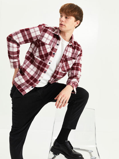 Regular Fit Long Sleeve Plaid Men's Lumberjack Shirt Jacket