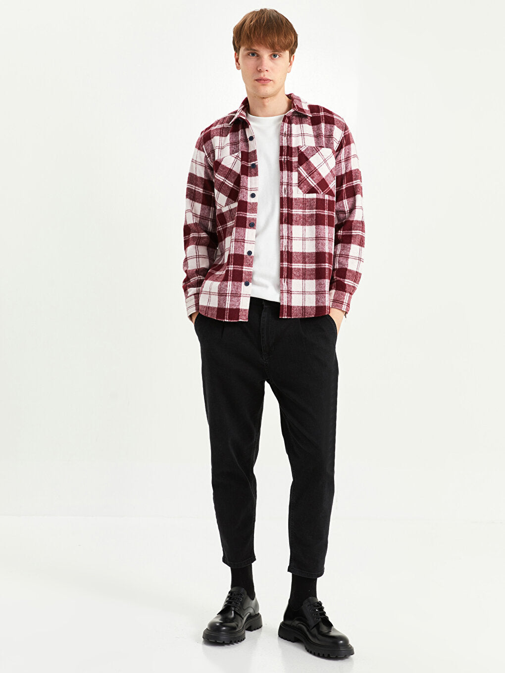 Regular Fit Long Sleeve Plaid Men's Lumberjack Shirt Jacket