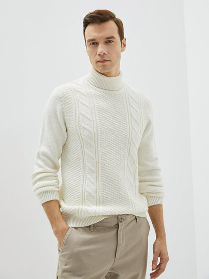 Turtleneck Long Sleeve Men's Knitwear Sweater