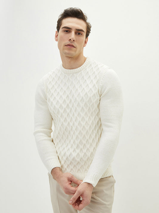 Crew Neck Long Sleeve Men's Knitwear Sweater