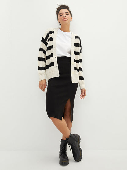 V-Neck Striped Long Sleeve Women's Knitwear Cardigan