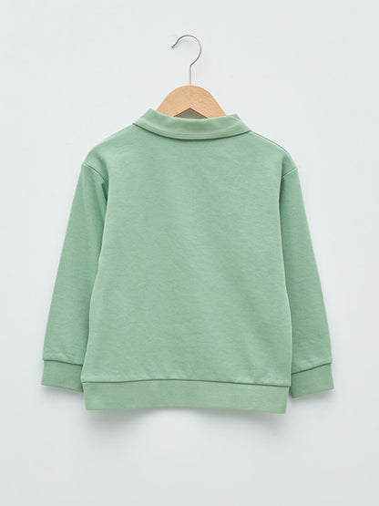 Polo Neck Basic Long Sleeve Boy's Sweatshirt