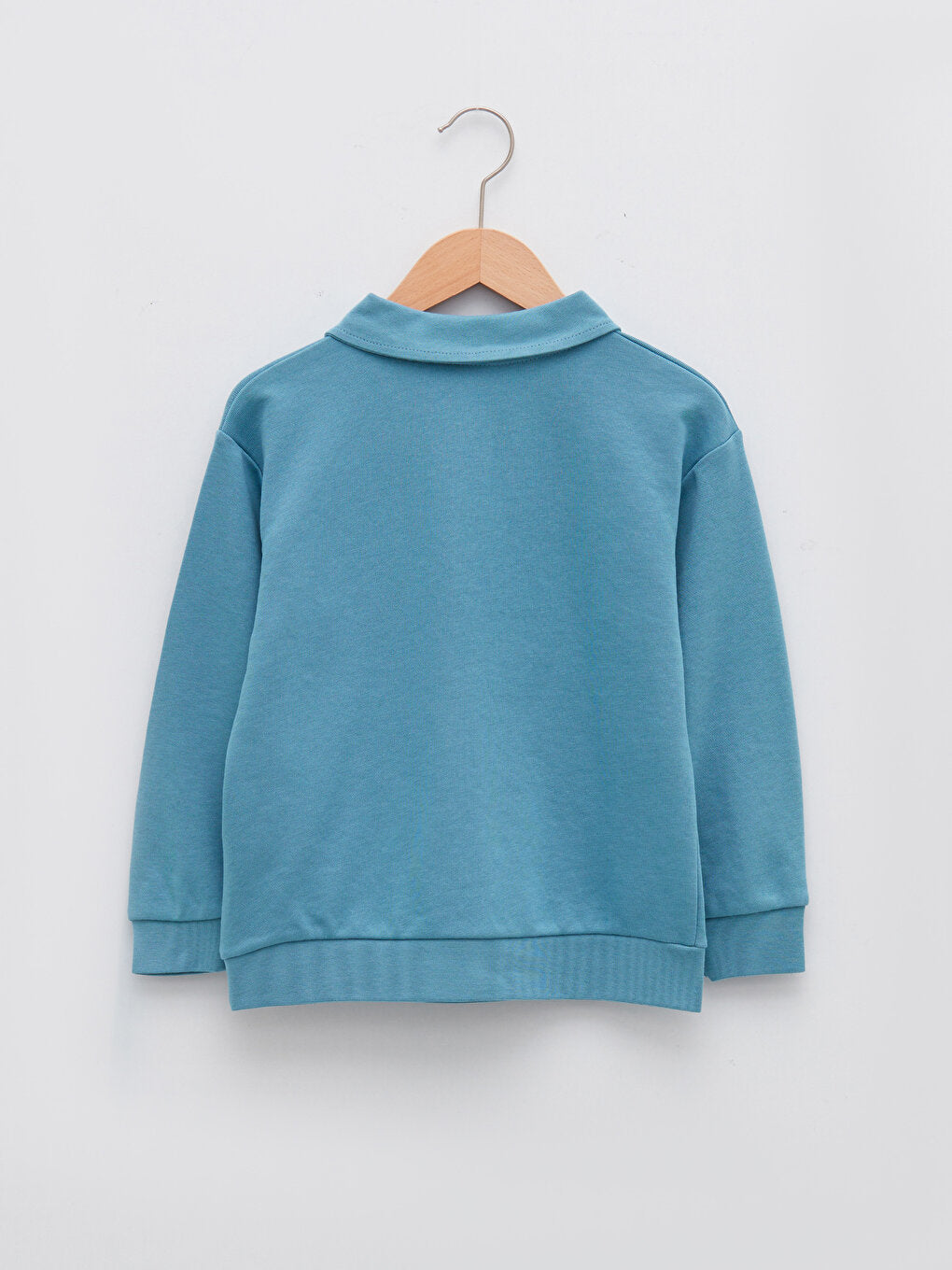 Polo Neck Basic Long Sleeve Boy's Sweatshirt