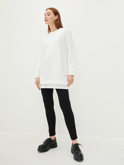 Crew Neck Plain Long Sleeve Women's Tunic