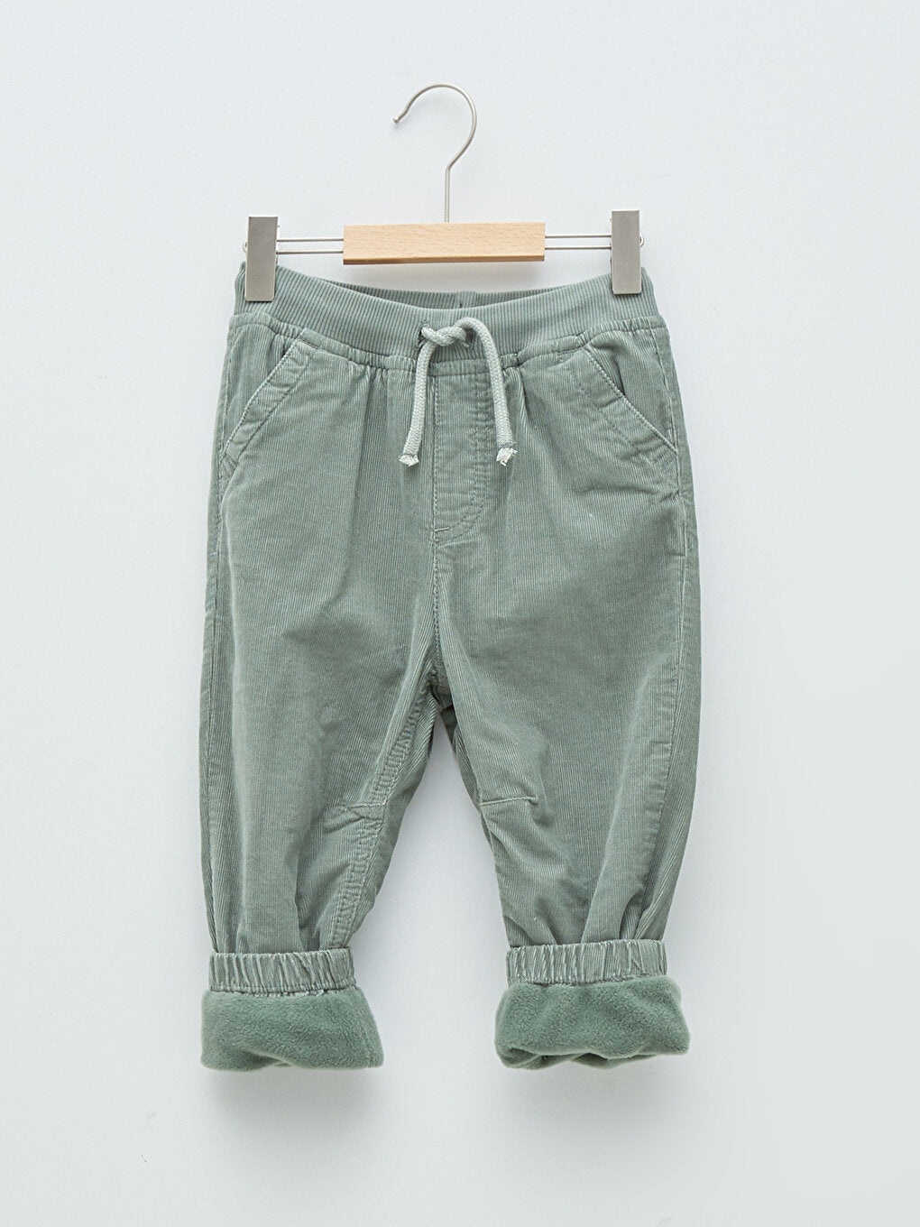 Basic Velvet Baby Boy Trousers with Elastic Waist