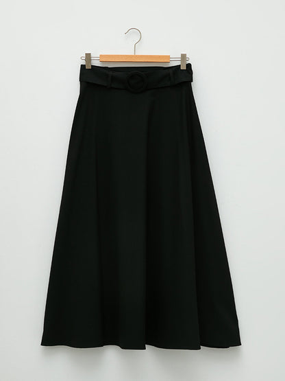 Women's Waist Belt Detailed Straight Skirt