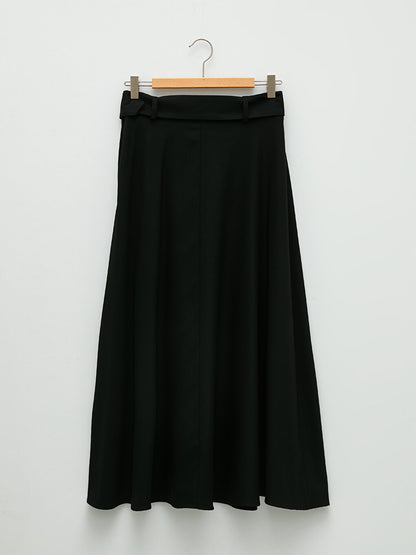 Women's Waist Belt Detailed Straight Skirt