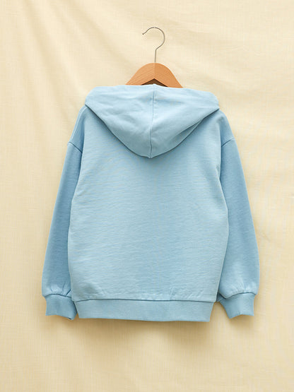 Hooded Printed Long Sleeve Organic Cotton Girls' Sweatshirt