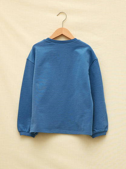 Crew Neck Printed Long Sleeve Organic Cotton Girl's Sweatshirt