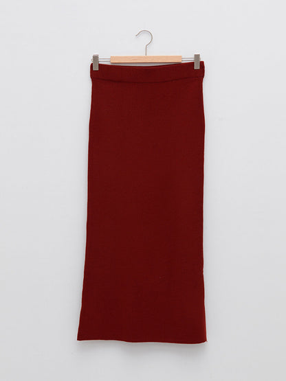 Women's Elastic Waist Plain Knitted Skirt