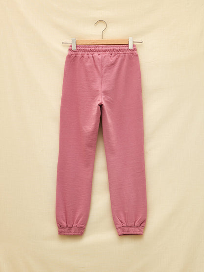 Basic Organic Cotton Girls' Sweatpants with Elastic Waist