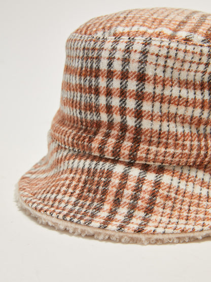 Girl's Plaid Cashmere Bucket Hat