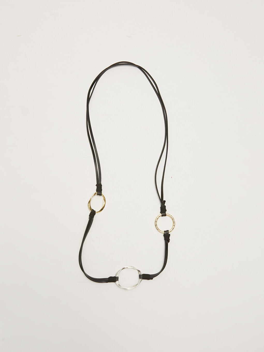 Leather Women's Necklace with Metal Ring