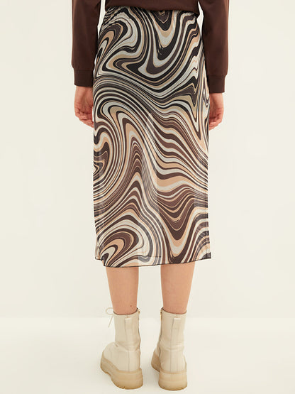 Women's Skirt with Elastic Waist, Patterned Gathering Detail