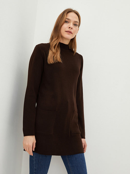 Half Turtleneck Long Sleeve Women's Knitwear Tunic