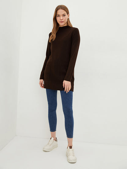 Half Turtleneck Long Sleeve Women's Knitwear Tunic