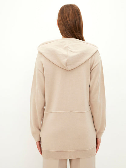 Hooded Plain Long Sleeve Women's Knitwear Cardigan