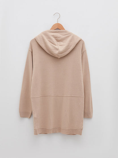 Hooded Plain Long Sleeve Women's Knitwear Cardigan