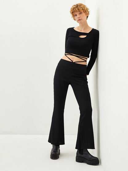 Women's Leggings with Elastic Waist and Tie Detail