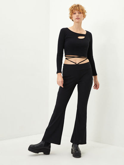 Women's Leggings with Elastic Waist and Tie Detail