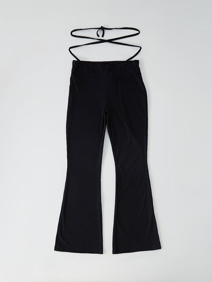 Women's Leggings with Elastic Waist and Tie Detail