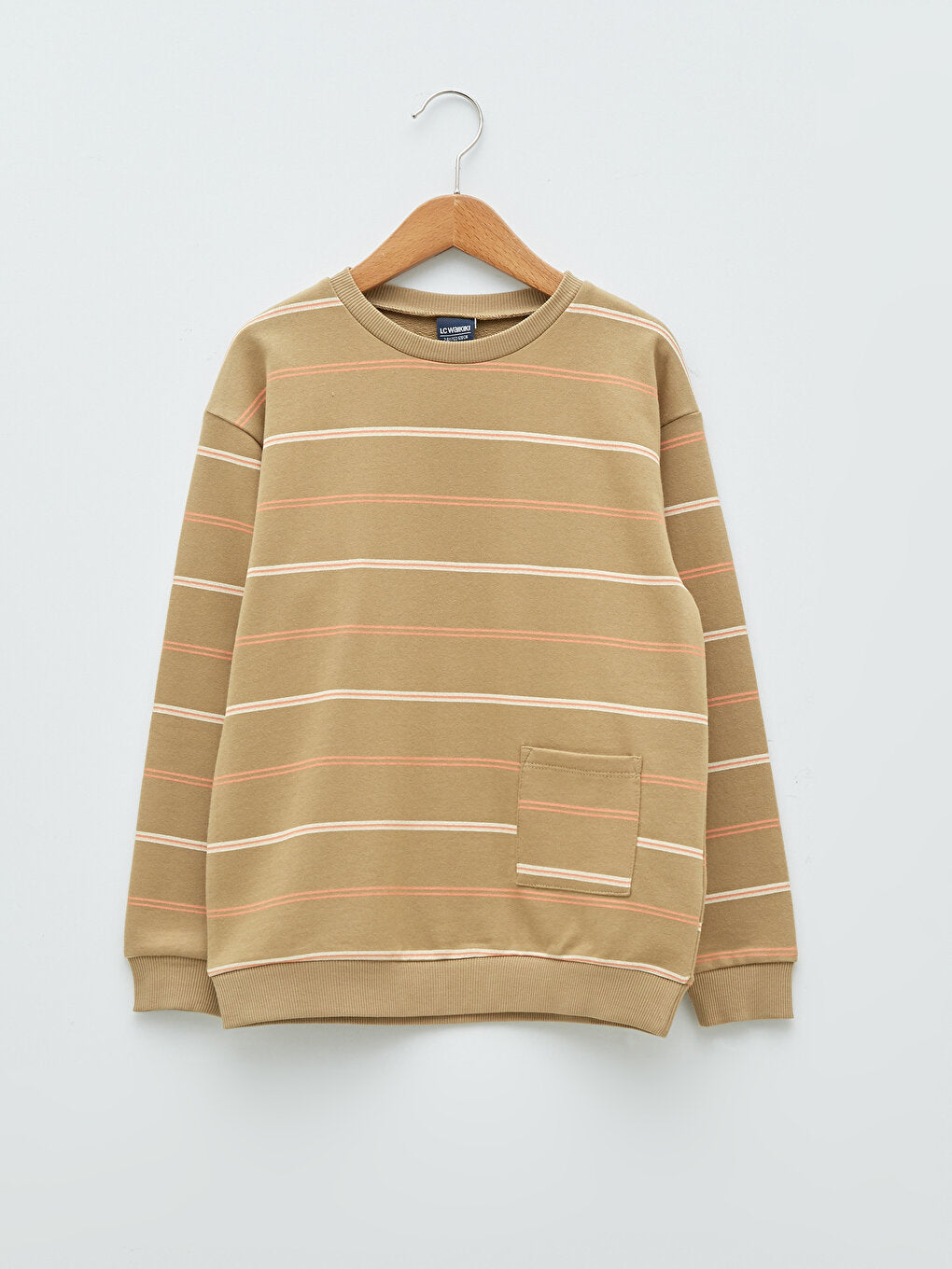 Crew Neck Striped Long Sleeve Boy's Sweatshirt