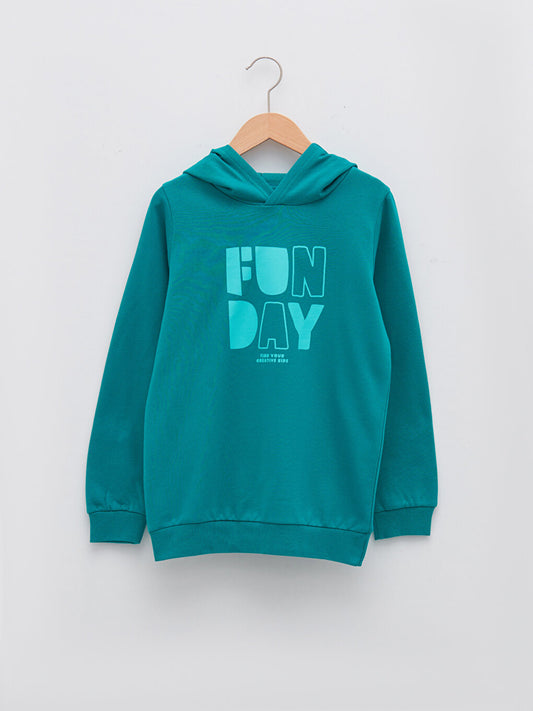 Hooded Printed Long Sleeve Boy's Sweatshirt