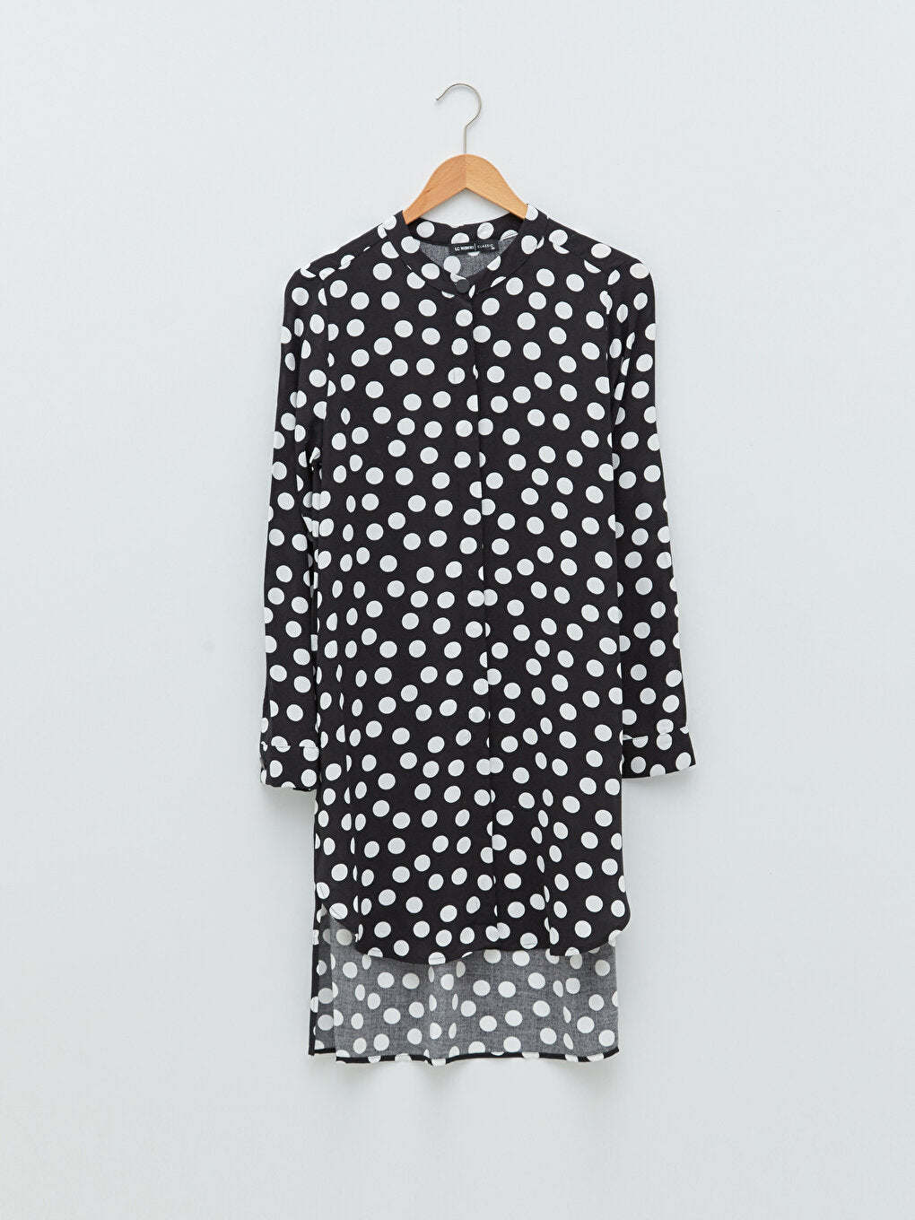 Crew Neck Polka Dot Patterned Long Sleeve Viscose Women's Tunic