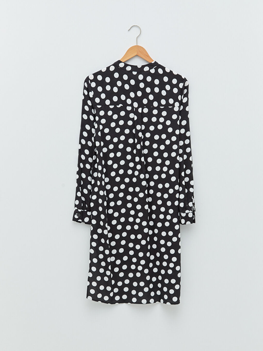 Crew Neck Polka Dot Patterned Long Sleeve Viscose Women's Tunic