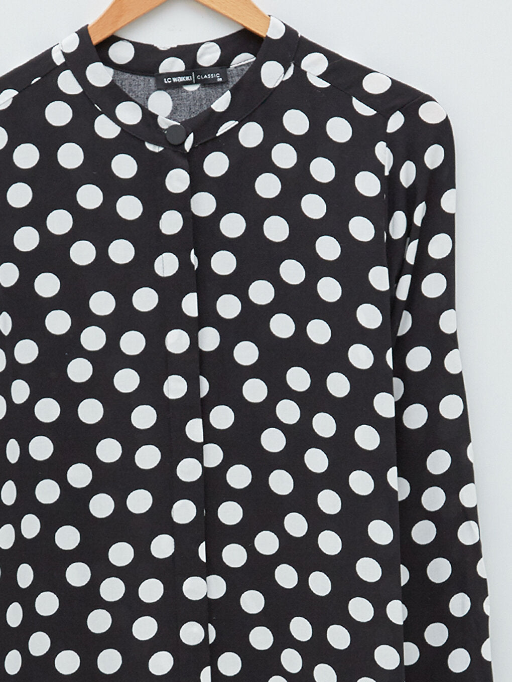 Crew Neck Polka Dot Patterned Long Sleeve Viscose Women's Tunic