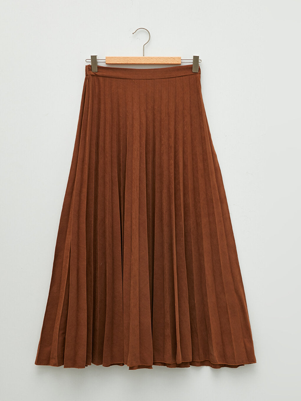 Women's Plain Pleated Skirt with Zipper Waist