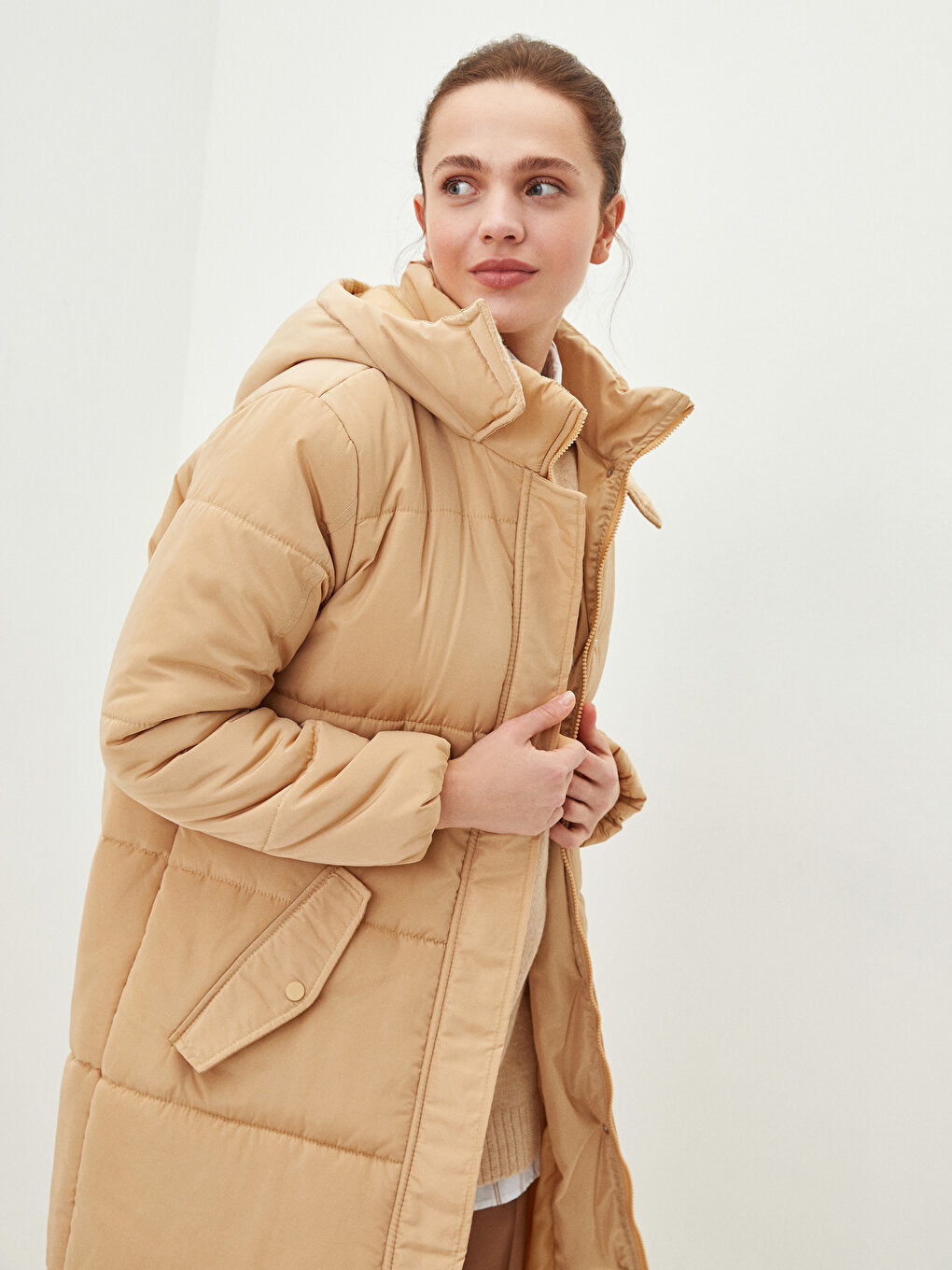 Women's Hooded Plain Puffer Coat