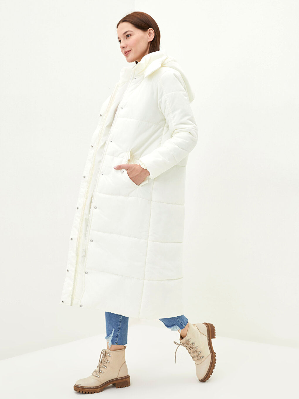 Women's Hooded Plain Puffer Coat