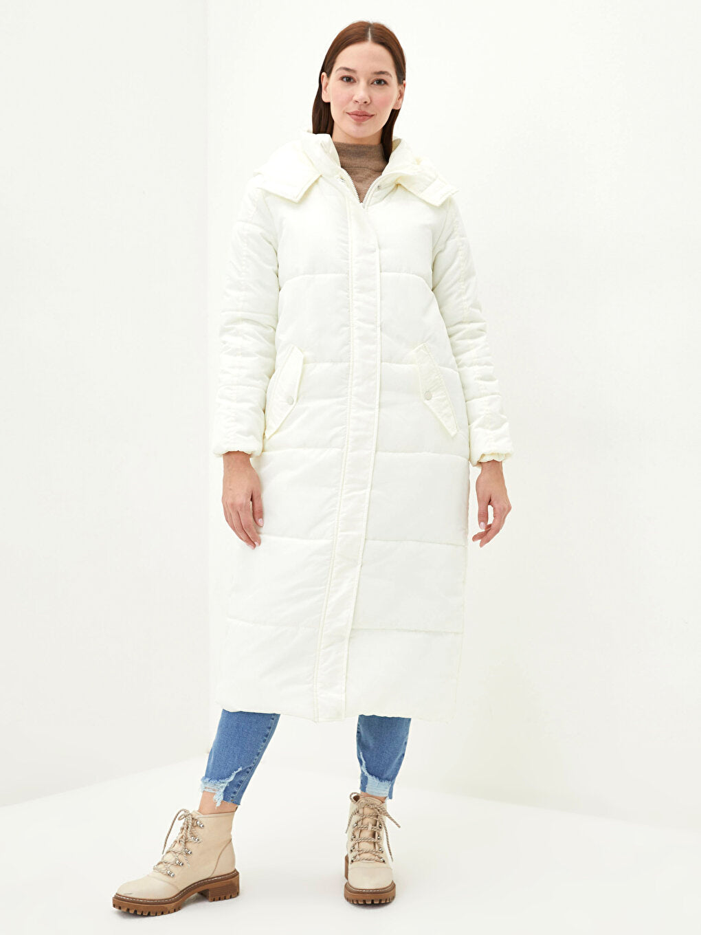 Women's Hooded Plain Puffer Coat