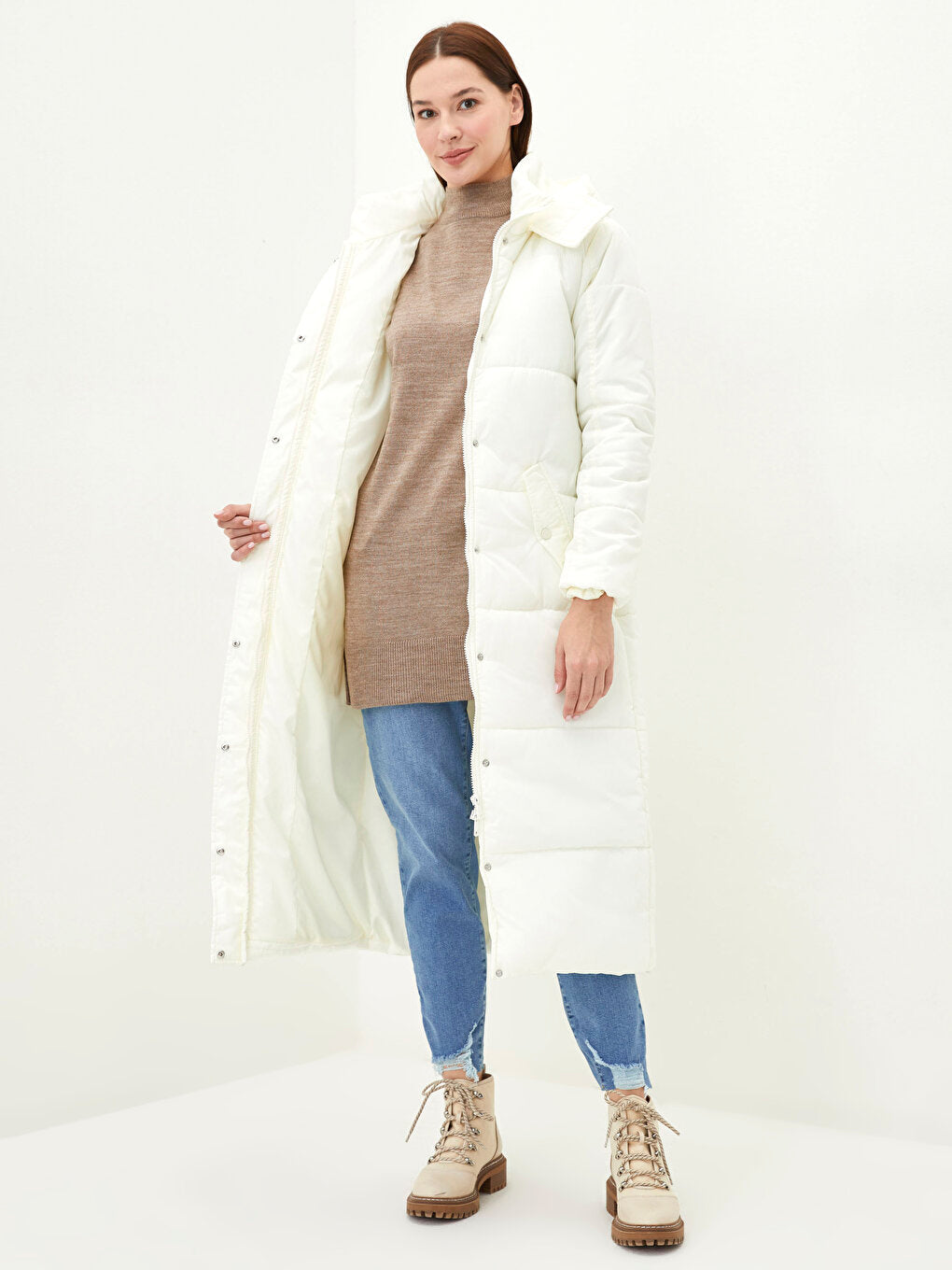 Women's Hooded Plain Puffer Coat