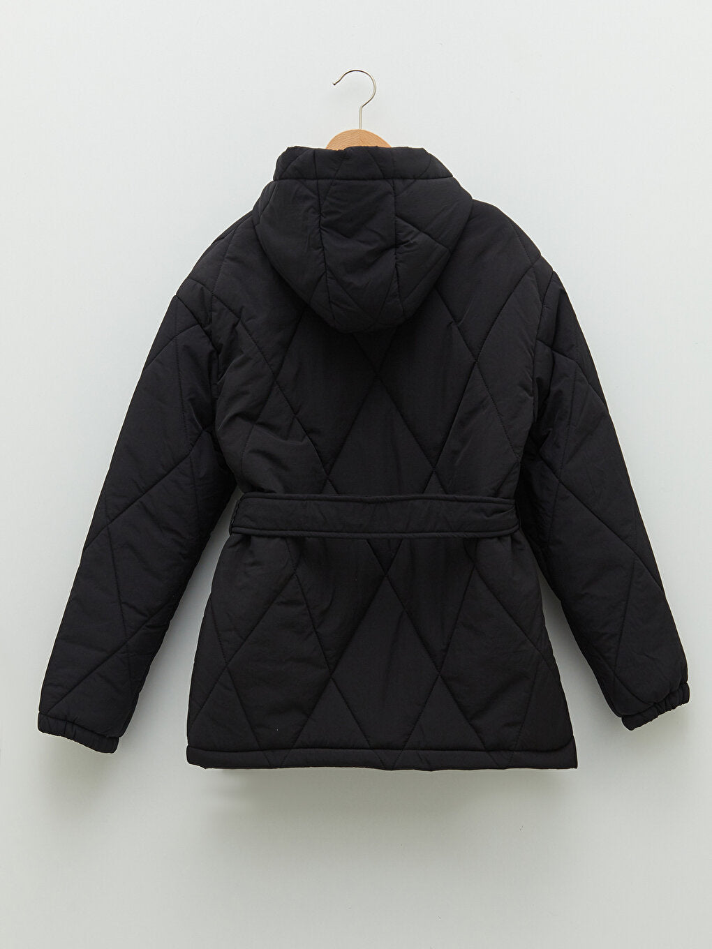 Hooded Quilted Patterned Long Sleeve Women's Puffer Coat