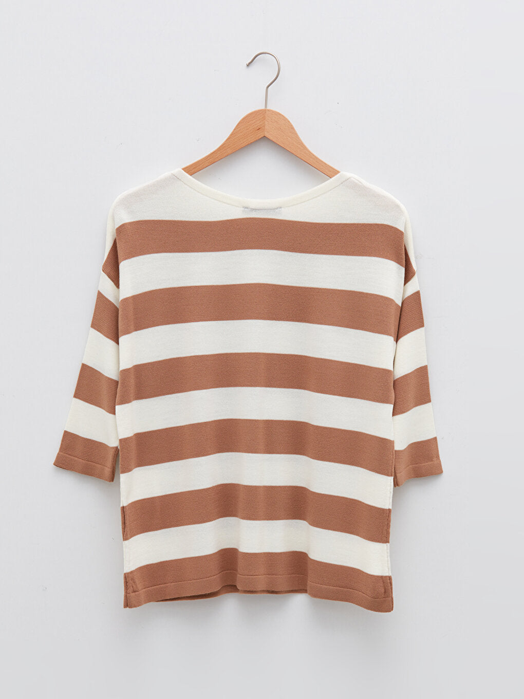 Boat Neck Striped Long Sleeve Women's Knitwear Sweater