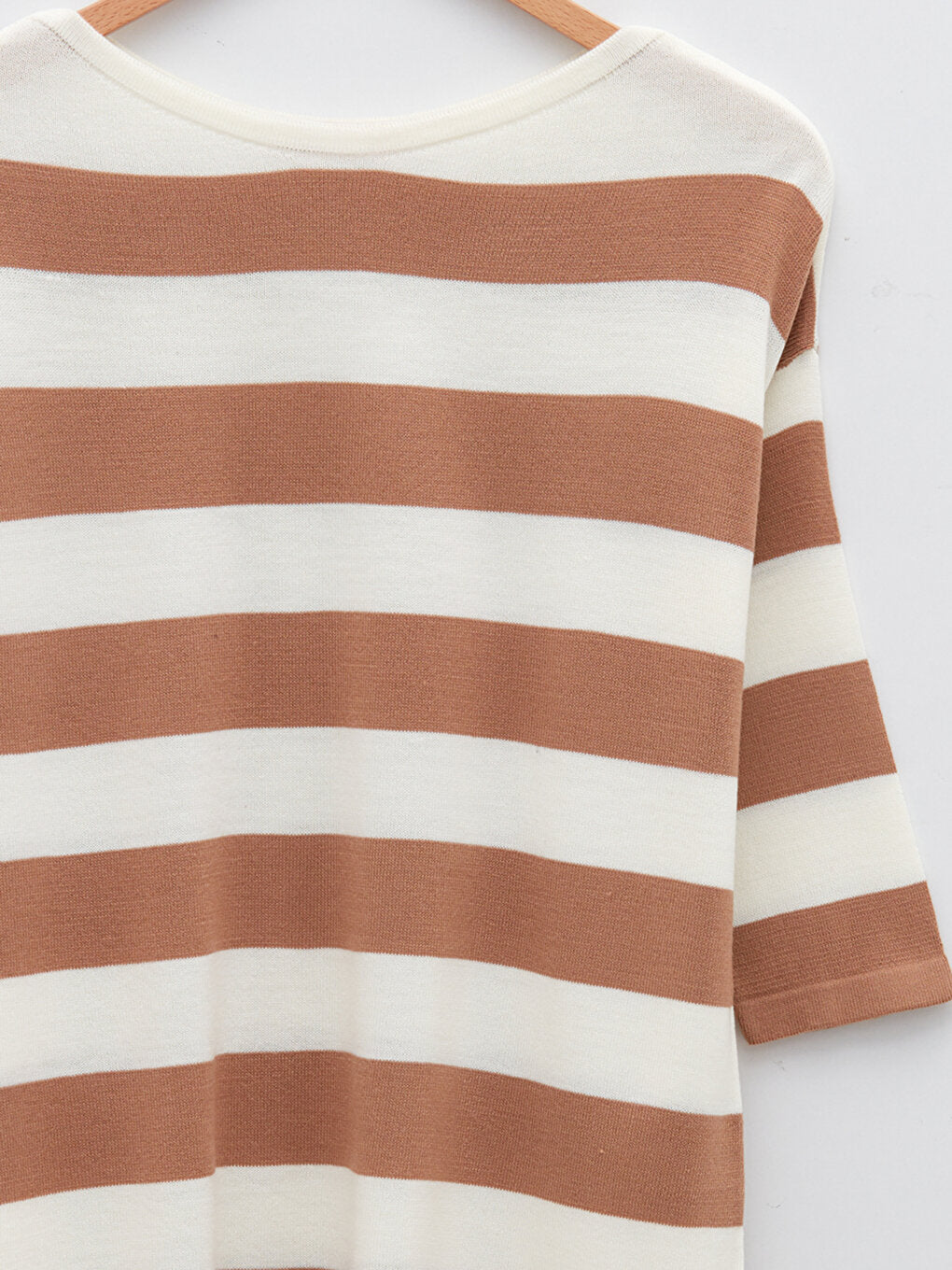 Boat Neck Striped Long Sleeve Women's Knitwear Sweater