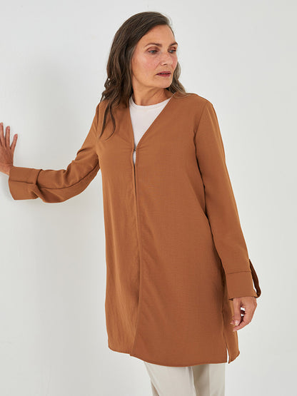 V-Neck Plain Long Sleeve Women's Tunic