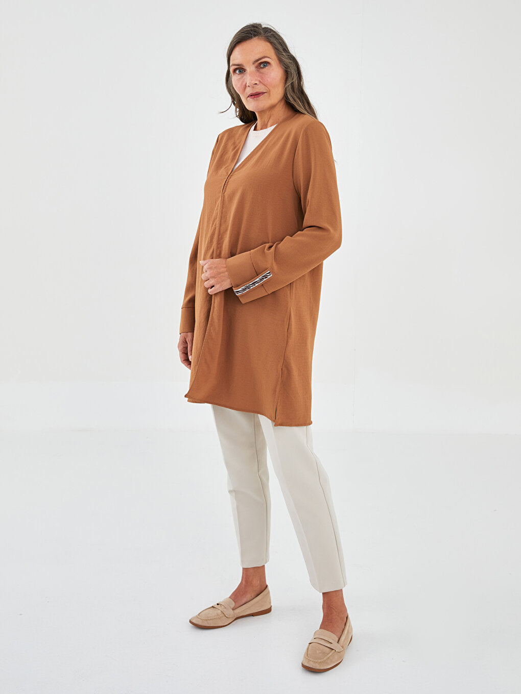 V-Neck Plain Long Sleeve Women's Tunic