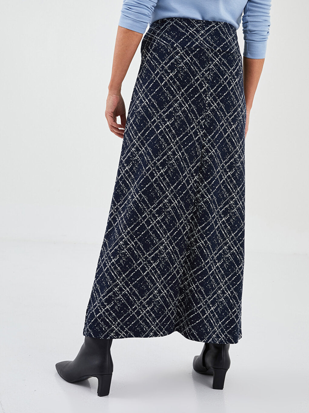 Patterned A-Line Ponte Fabric Women's Skirt with Elastic Waist