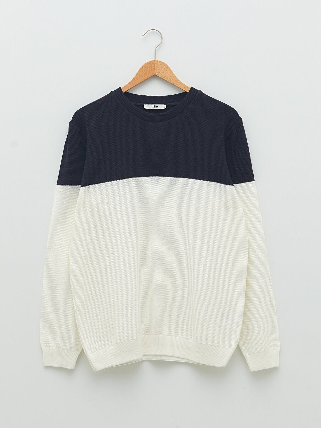 Crew Neck Long Sleeve Color Block Men's Knitwear Sweater